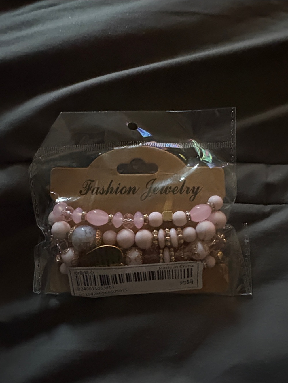 Fashion Jewelry Light Pink and Rose-Gold Layered Bracelet Set